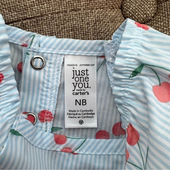 NWT Baby Girls Cherries Romper Just One You - Picture 9 of 10